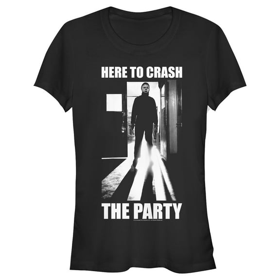 Junior's Halloween II Michael Myers Crash the Party  Graphic Tee Black Large