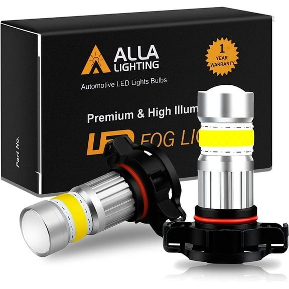 Alla Lighting 2800lm PSX24W 2504 LED Fog Light Bulbs 3000K Amber Yellow Xtreme Super Bright COB-72 SMD 12V 122766