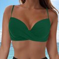 thumbnail image 2 of HCNTES Bikini Tops for Women Cropped Tankini Tops Beach Padded Cut Out Adjustable Spaghetti Straps Swimwear Top Only(S,a60-Green), 2 of 9
