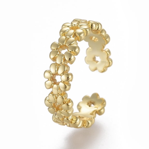 5pcs Adjustable Brass Toe Rings Open Cuff Rings Open Rings Flower Golden Size 4 Inner Diameter: 14.5mm