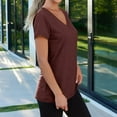 thumbnail image 5 of Vetement Femme ete 2025 Women's Solid Color V Neck Casual Short Sleeve T Shirt | Fashionable & Versatile Basic Tee Womens T Shirts for Summer Women Short Sleeve Tee Shirts Tech Athletic Women L, 5 of 8