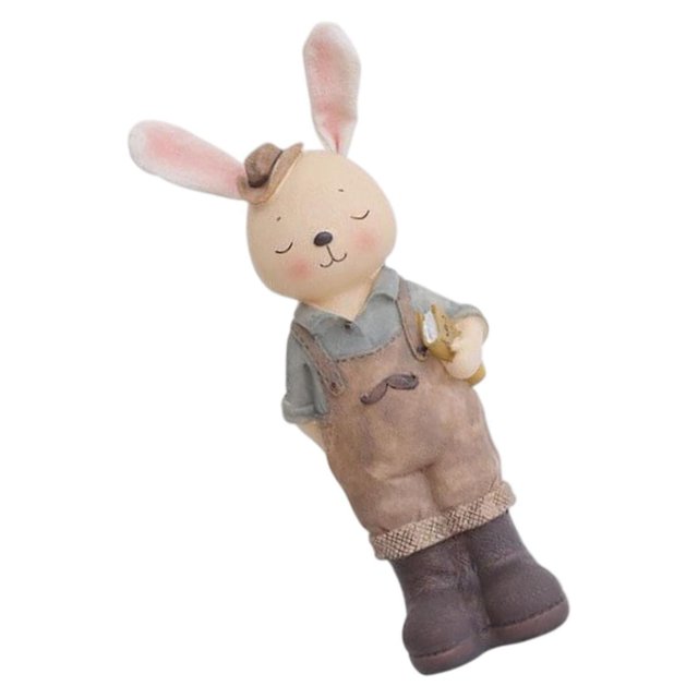 kurtrusly Cute Rabbit Statue Figurines Animal Sculpture Wedding Gift Craft male 8.5x23.5cm 1Set