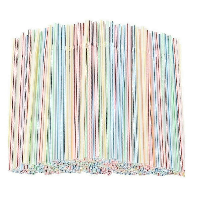 500pcs Plastic Drinking Straws 8 Inches Long Aed Striped Bedable