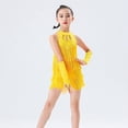 thumbnail image 4 of Otqutp Girls Sequin Tassel Dress Fringe Rhinestone Cut Out Ballet Dresses Halter Cute Shinny Dancewear with Gloves, 4 of 7