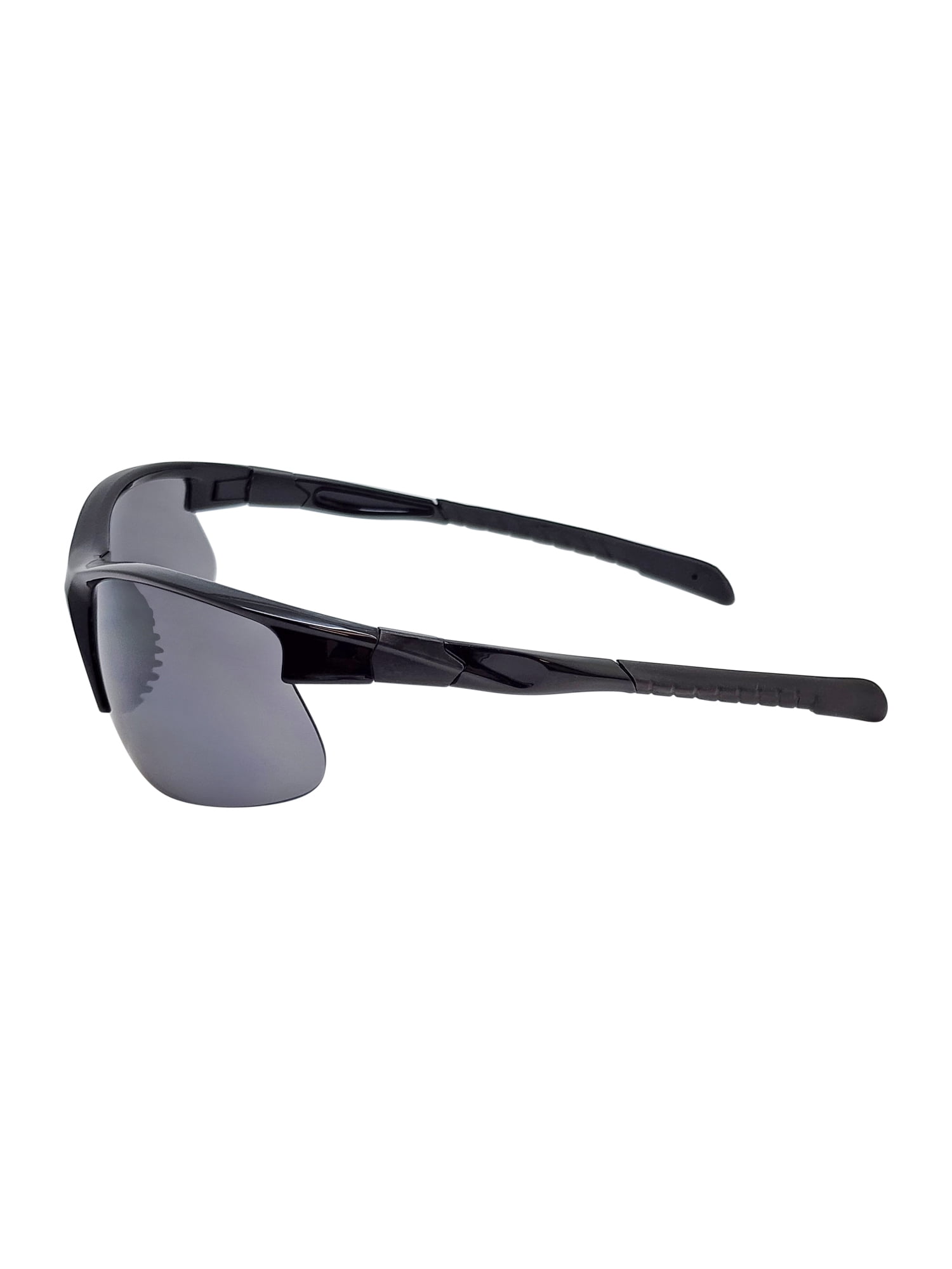 Mens Plastic Sports Wrap Black Frame Smoke Lens Sunglasses