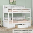 thumbnail image 5 of Bellemave Twin Over Twin Bunk Bed with Storage Drawer and Shelves Stylish Storage Bunk Bed with Built-in Shelves Twin Bunk Bed Frame for Teens, Adults, White, 5 of 11