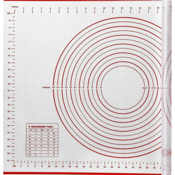 Silicone Pastry Mat Extra Large Non-Slip Mat for Rolling Dough Pie Crust and Baking Non-Stick with Measurements(28x20, Red)