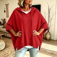 thumbnail image 6 of Nugftut Plus Size Hooded Sweaters for Women Poncho 3/4 Batwing Sleeve Loose Knitted Hoodie Pullover Sweaters, 6 of 6