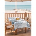 thumbnail image 2 of Outdoor Tablecloth with Umbrella Hole for Patio/Picnic/Party/Camping, Coastal Starfish Waterproof Table Cloth Rectangle Table Cover Washable, Ocean Weeping Coral Beach Conch Haze Blue (54"x 80"), 2 of 9
