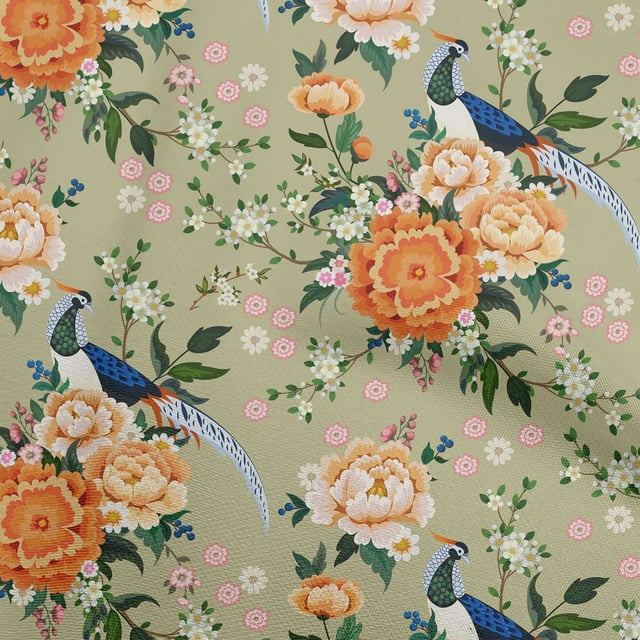 oneOone Rayon Light Green Fabric Asian Chinese Fabric For Sewing Printed Craft Fabric By The Yard 56 Inch Wide
