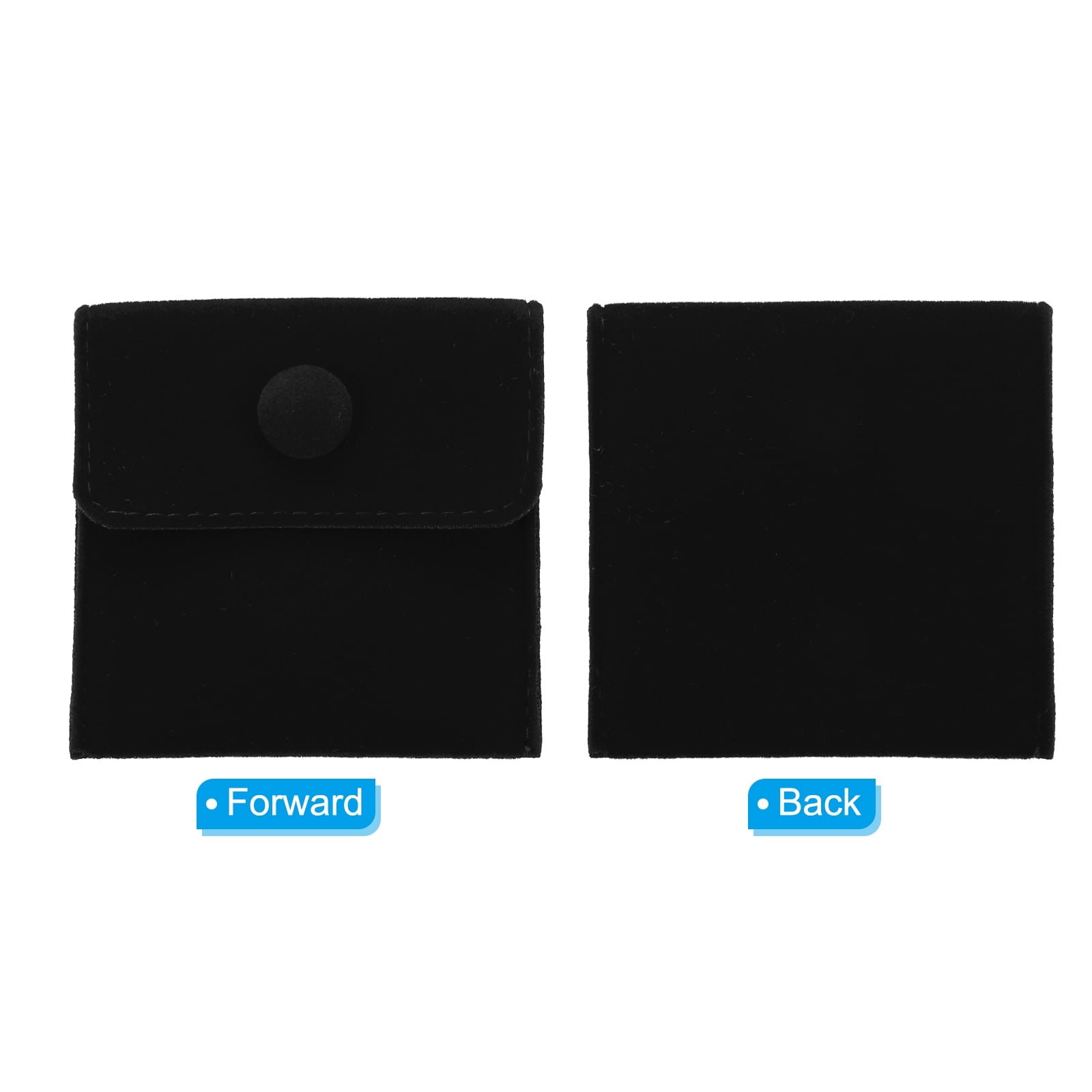 Unique Bargains Portable Velvet Jewelry Pouches with Snap Button Black 2.8" x 2.8"