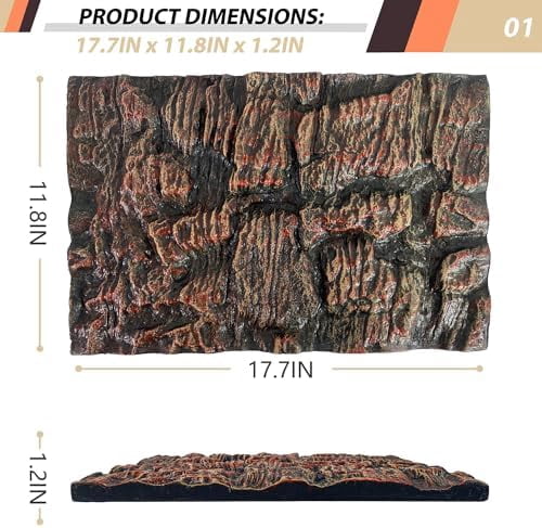 17.7x11.8in Rock Terrarium Background,3D Reptile Tank Background Board,Amphibian Stereo Backdrop Wall,Lizard Snake Gecko Spider Turtle Fish pet silo Background Decorative Panel(Brown)