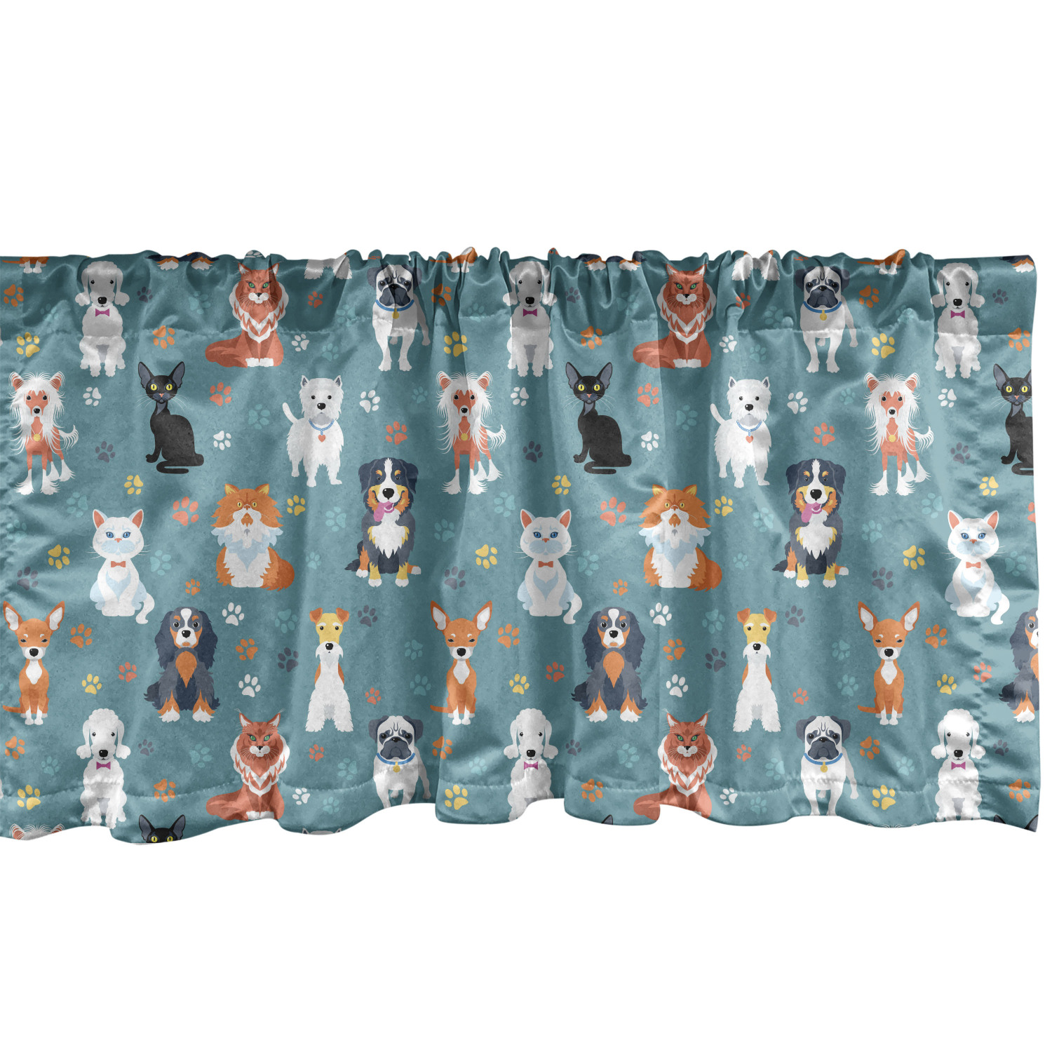 Animal Print Window Valance Pack of 2, Pet Lover Pattern Different