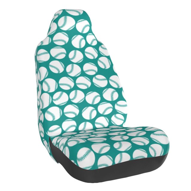 Wukai Green Baseball Full Set Car Seat Covers with Soft Padding Universal Auto Front Seats Protector and Cushion Mat