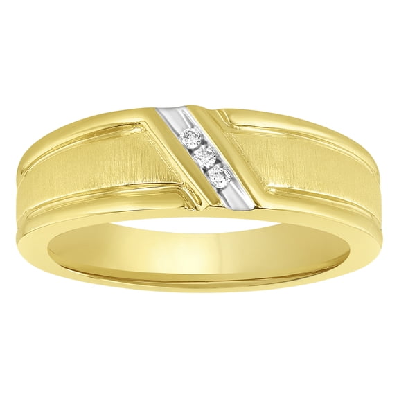 Brilliance Fine Jewelry Mens Diamond Slant Band .03CTW in Vermeil