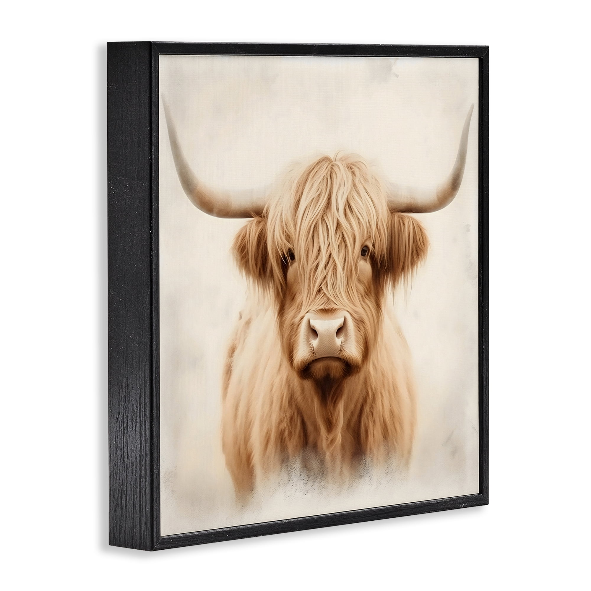 Stupell Industries Dreamy Fluffy Highland Portrait Black Framed Giclee Art, design by Creative Studio