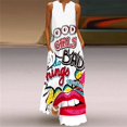 thumbnail image 2 of PENGXIANG Robes Sexy pour Soirée Club Robe Imprimée Sans Manches Col en V Fendue Kaftan Ample Longue Robe, 2 of 5