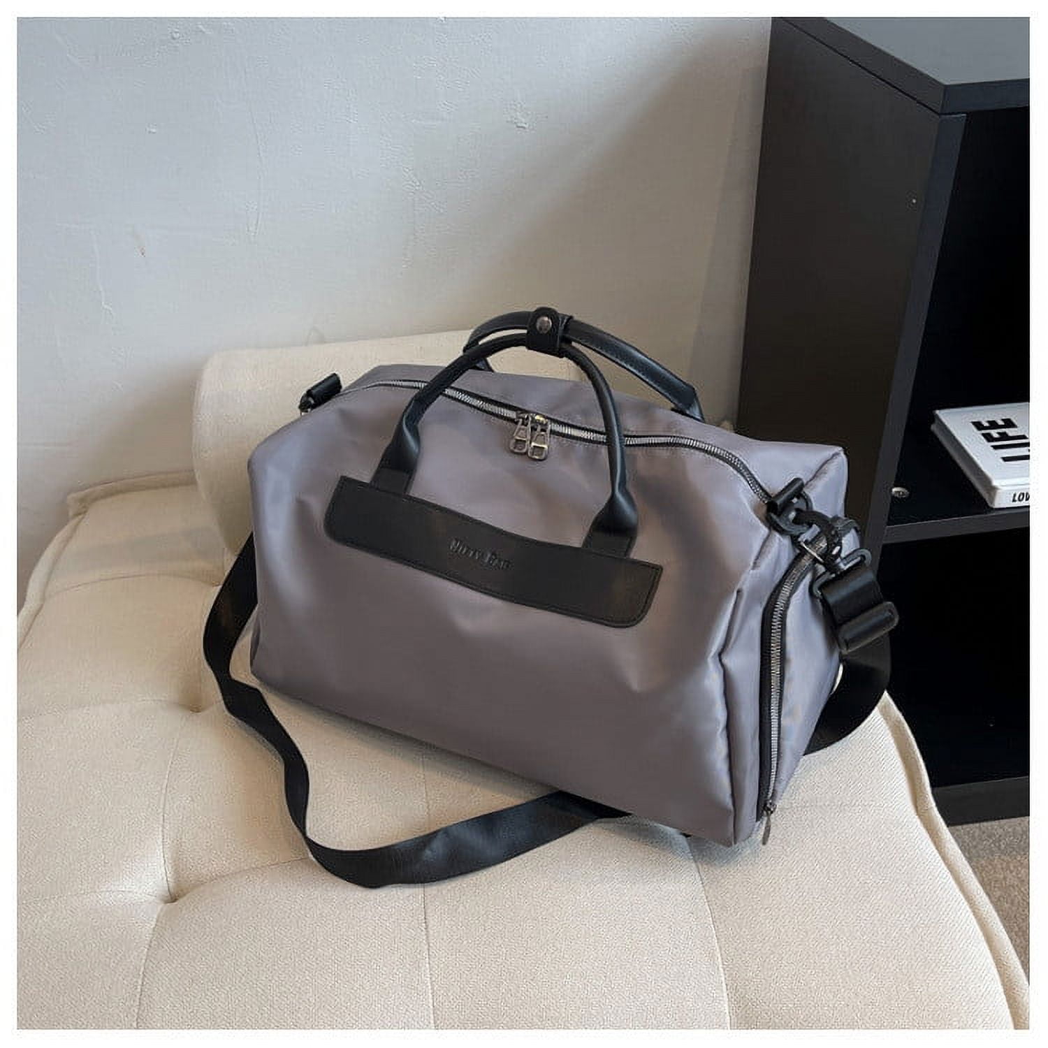 Sac de sport avec poche humide et compartiment à chaussures - Sac de voyage pour avion, sport, gym, natation, yoga, sac de week-end étanche, blanc cassé, Blanc cassé