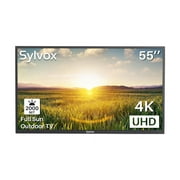SYLVOX Outdoor TV, 55" Full Sun Outdoor Smart TV, 2000nits 4K UHD High Brightness, IP55 Waterproof Outside Television Built-in APP, Support WiFi Bluetooth(Pool Series)