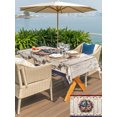 thumbnail image 5 of Outdoor Tablecloth with Umbrella Hole for Patio/Picnic/Party/Camping, USA Indepence Day Waterproof Table Cloth Rectangle Table Cover Washable, Retro Red Blue Texas Star Wreath Wood Beige (60"x 102"), 5 of 9