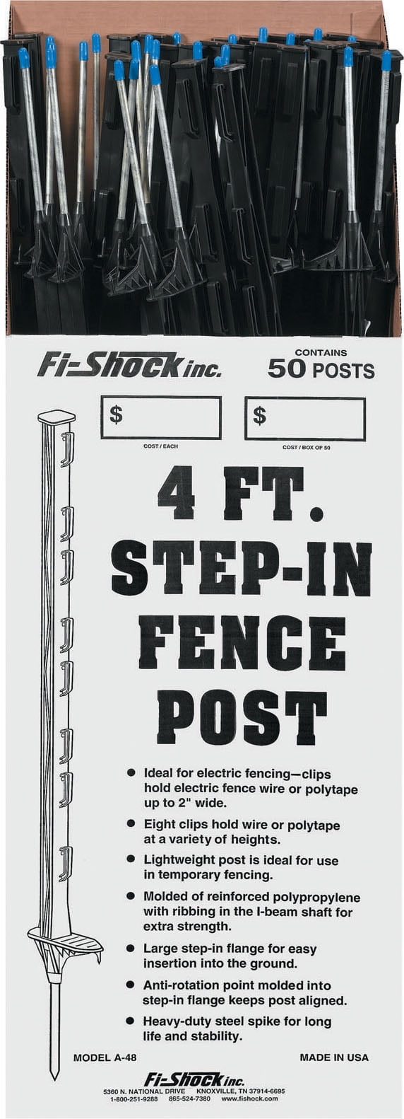 50 Pack Details about   Fi-Shock Step-In Fence Post 4' 50 Black Posts 