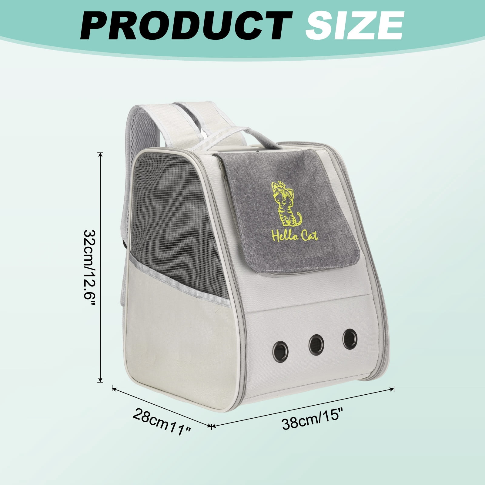 Uxcell Cat Backpack Carrier, Portable and Ventilated, Oxford Cloth for Cats or Small Dogs (Gray, 12.6"x11"x15")