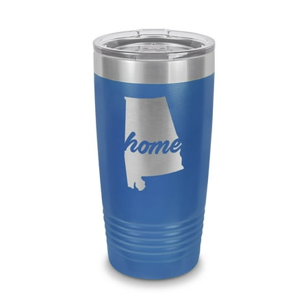 

Alabama Home Tumbler 20 oz - Laser Engraved w/ Clear Lid - Stainless Steel - Vacuum Insulated - Double Walled - Travel Mug - state shaped al love raised pride - Blue