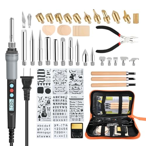 51PCS Wood Burning Kit,90W 110V Wood Burning Tool with Engraving Soldering Iron,Pyrography Tool for Beginners,Adjustable Temperature 180~480℃,Wood Burning Pyrography Pen for Embossing/Crafting