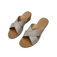 thumbnail image 3 of Frontwalk Women's Wedges Open Toe Slides Backless Slippers Outdoor Casual Shoes Lady Pure Color Gold 7, 3 of 6