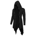 thumbnail image 4 of COOFANDY Long Hooded Cardigan Ruffle Shawl Collar Open Front Lightweight Drape Cape Overcoat with Pockets, 4 of 9