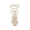 thumbnail image 2 of BLISSFUL STEP Women Lace Up Clear Strap Block Heels Sandals Beige 7.5, 2 of 7
