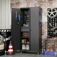 thumbnail image 2 of Aobabo Upgraded Metal Garage Cabinet with Wheels with 6 Pegboards & 1 Drawer, 71" H Lockable Steel Tool Storage Cabinet for Garage,Home,Office,Assembly Required,Black, 2 of 9