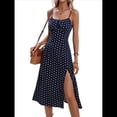 thumbnail image 1 of Vestido de Verano Floral para Mujer, Vestido Midi con Tirantes Finos y Espalda Descubierta, Vestido Bohemio para Vacaciones en la Playa. Azul S, 1 of 9