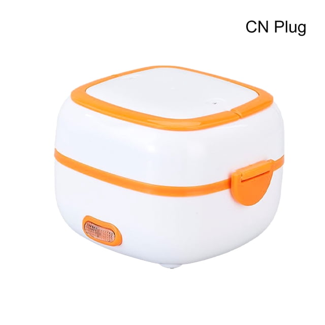 Fiambrera eléctrica portátil con calentador, de doble capa, de gran capacidad, color naranja, con interior de PP para comidas de oficina y escuela