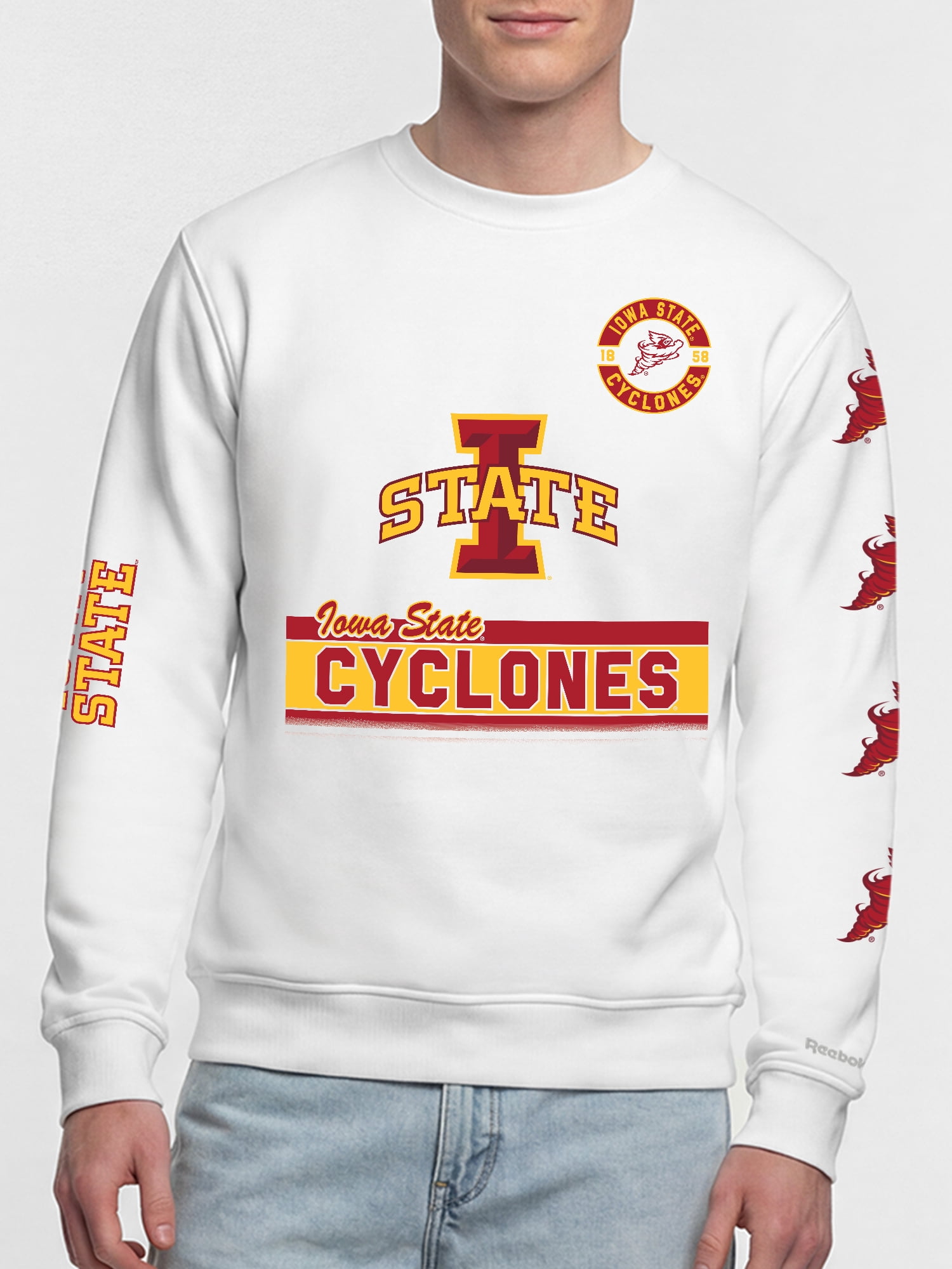 Iowa State Cyclones Reebok Mens White Crew Sweatshirt
