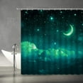thumbnail image 2 of Moon Starry Shower Curtain Fantasy Night Sky Cloud Galaxy Romantic Starry Green Bathroom Curtains Decor Polyester Fabric Include Hooks(70" WX70 H), 2 of 3