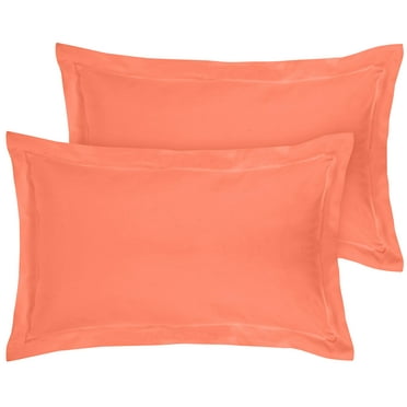 Royale Linens Pillow Shams 2 Pack Queen Size 20x30 Inch - Brushed 1800 Microfiber - Bed Pillow Shams, Wrinkle Resistant Super Soft and Cozy - Back Overlap Closure - Oxford Pillowcases (Queen, Coral)