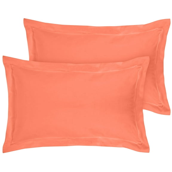 ROYALE LINENS Pillow Shams 2 Pack Standard Size 20x26 Inch - Brushed Microfiber - Bed Pillow Shams, Wrinkle Resistant Super Soft and Cozy - Back Overlap Closure - Oxford Pillowcase (Standard, Coral)
