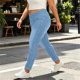 thumbnail image 4 of ZToonmas Plus Size Crossover V Waist Stretch Skinny Jeans for Women Elastic Slim Ankle Denim Long Pants with Pockets, 4 of 5