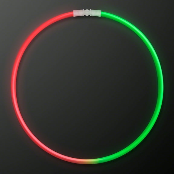 FlashingBlinkyLights 22" Premium Red & Green Bicolor Glow Stick Necklaces for Christmas (Pack of 50)