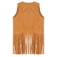 thumbnail image 7 of Alvivi Women's Fringe Vest 70s Hippie Costume Sleeveless Tassels Cardigan Cowgirl Western Tops Brown 4XL, 7 of 7