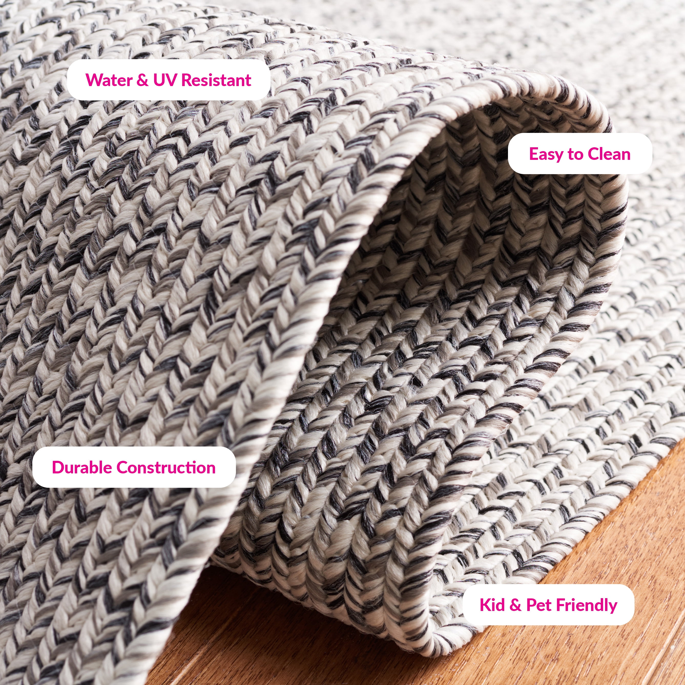 Safavieh Braided Gino Distressed Machine Washable Reversible Runner Rug, Gray/Ivory, 2'3" x 14'
