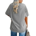 thumbnail image 2 of Langwyqu Plus Size Women Solid Color Round Neck Short Sleeve Casual T-Shirt Blouse, 2 of 5