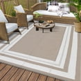 thumbnail image 1 of HOMERRY 8' x 10' Brown Gray Geometric Outdoor Rug Straw Plastic Area Rug for Balcony Pool RV Waterproof Reversible Carpet, 1 of 7