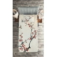 thumbnail image 3 of Ambesonne Floral Quilted Coverlet 2 Pcs, Style Art Birds, Twin Size, Pale Maroon Black, 3 of 3