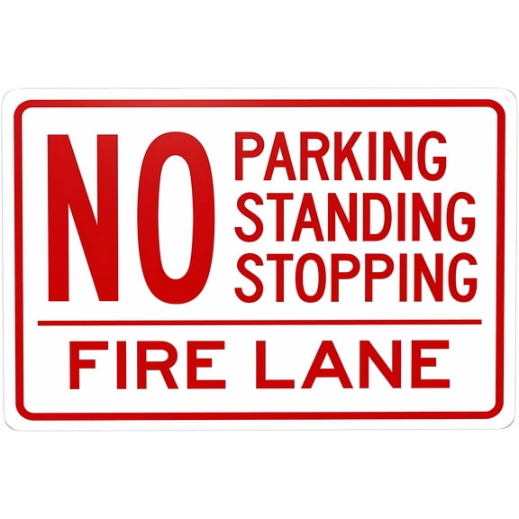 No Stopping Standing Parking Fire Lane Sign - 8"x12" Metal Security Tin Sign, Street Business Wall Decor