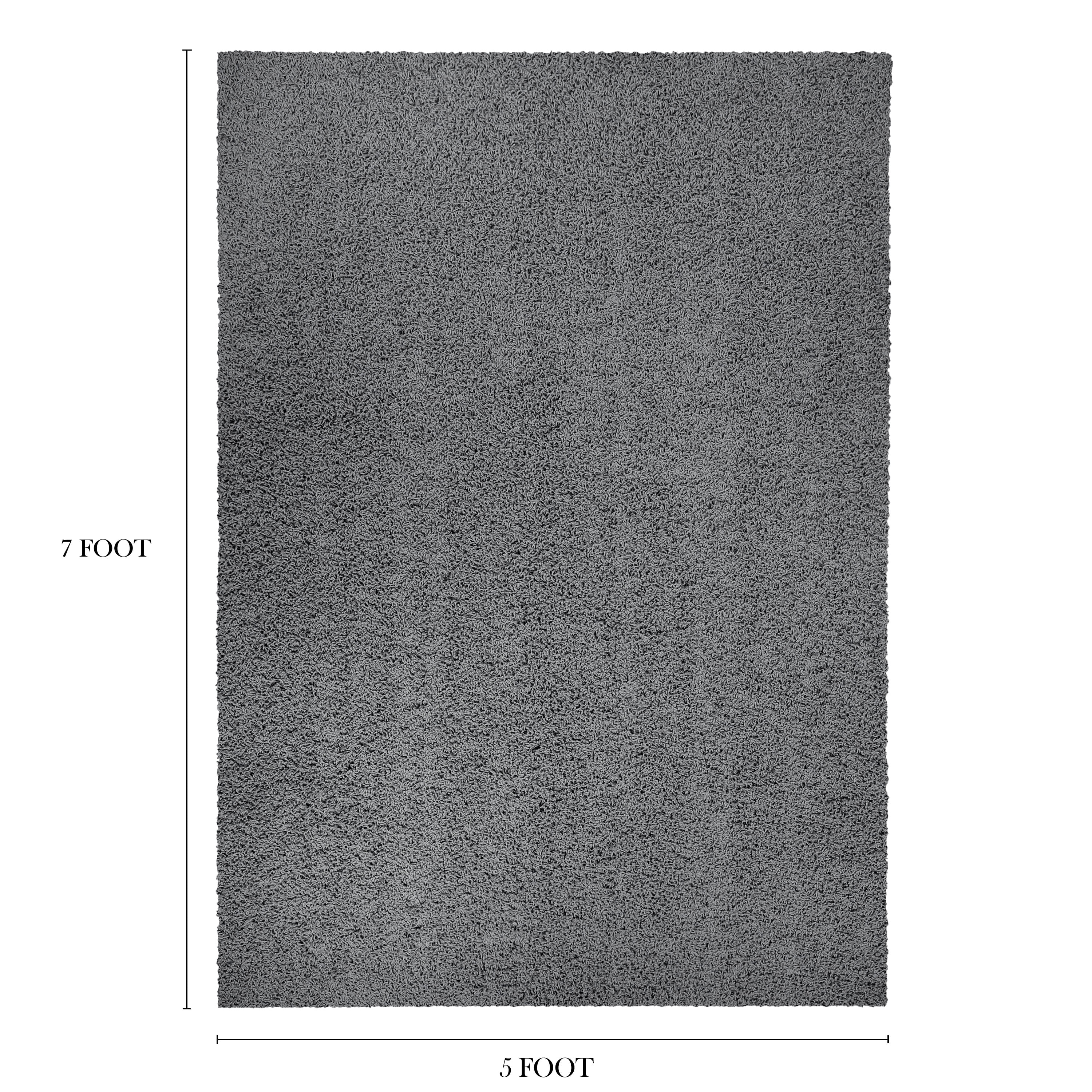 Mainstays Traditional Solid Gray Shag Indoor Area Rug, 5' x 7'