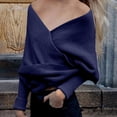 thumbnail image 2 of Alkepwun Womens Shawls and Wraps Dressy Casual Solid Color Asymmetric Cross Over Pullover Sweater Tippet Temperament Warm Knitted Cappa Long Sleeve V Neck Lightweight Cape Party Dinner Outfit, 2 of 5