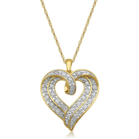 1/2 Carat T.W. White Diamond Heart Pendant in 18kt Yellow Gold over Sterling Silver