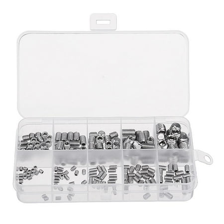 

AMNHDO 200pcs Stainless Steel Allen Head Socket Hex Set Grub Screw Assortment Cup